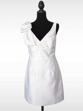 Elegant Dessy Collection White Satin A-Line Dress
